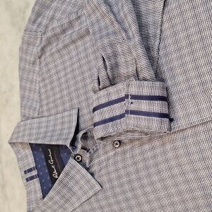 Robert Graham Modern Americana Sport Dress Shirt 2XL Flip Cuff Geometric‎ Blue